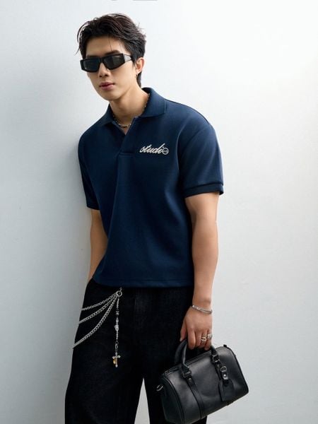  POLO NAM TT05-LOOSE FIT XANH ĐEN 