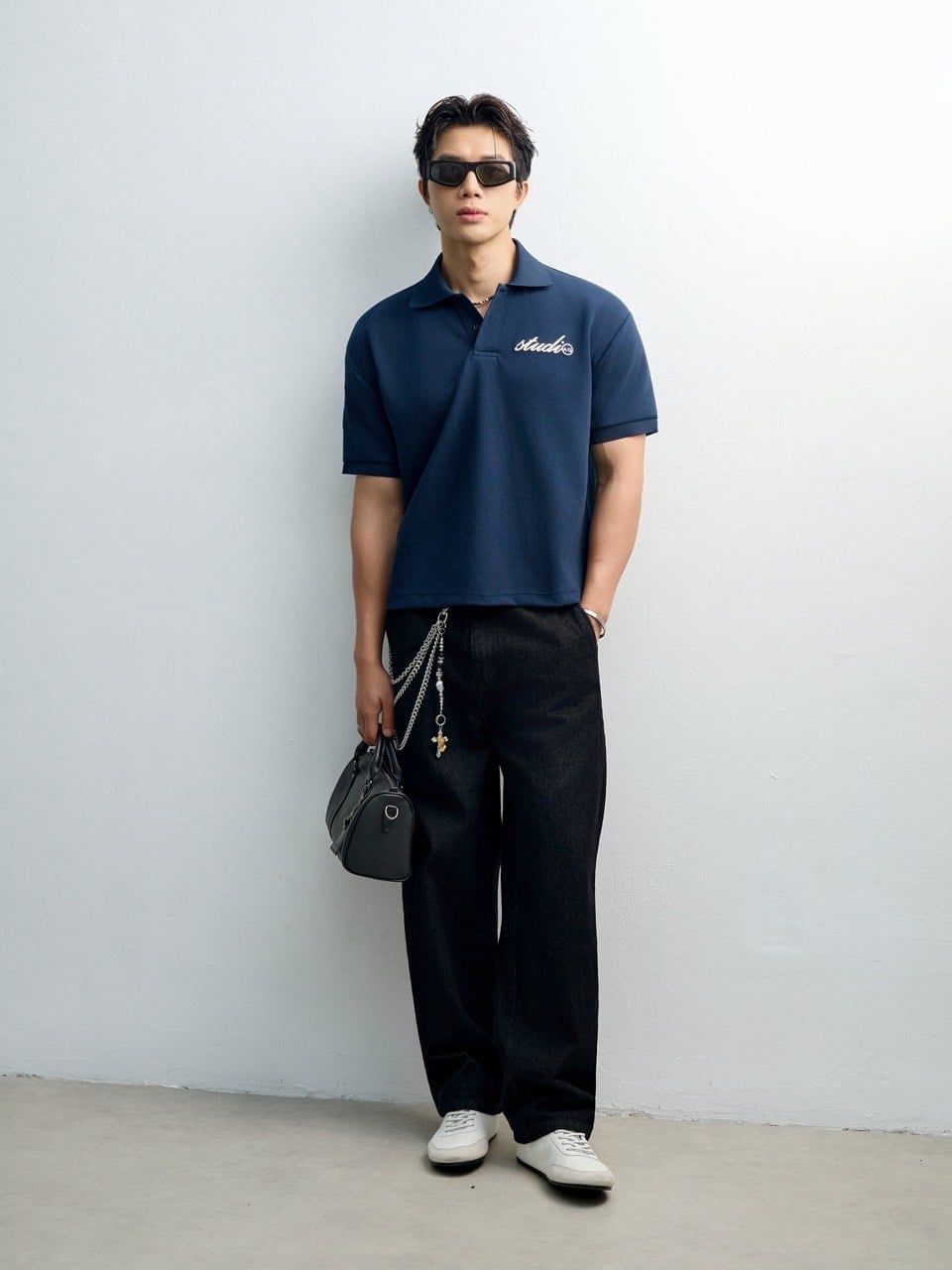  POLO NAM TT05-LOOSE FIT XANH ĐEN 