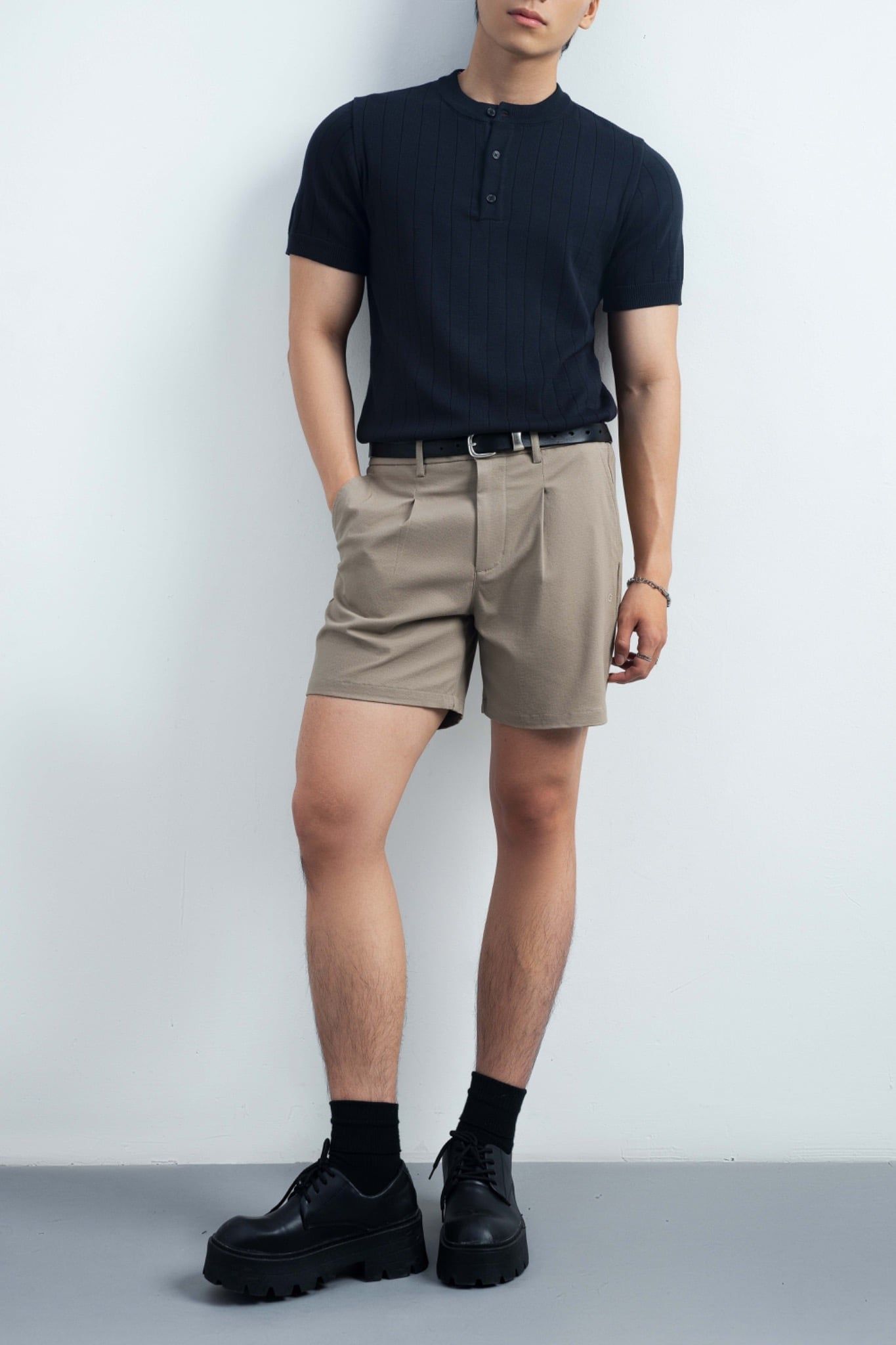  SHORT NAM TT14 XẾP PLI ĐÙI-SLIM FIT BÒ BR 
