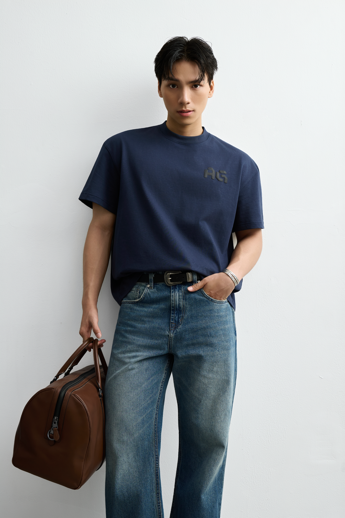  ÁO THUN NAM TT15-LOOSE FIT XANH ĐEN 