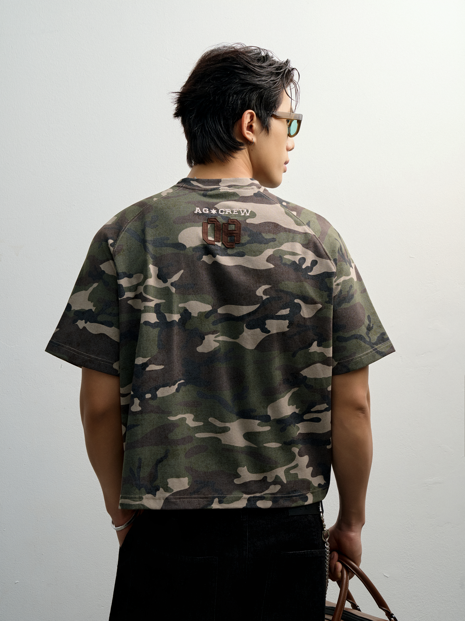  ÁO THUN NAM VT01-BOXY CROP FORM NÂU RÊU CAMO 