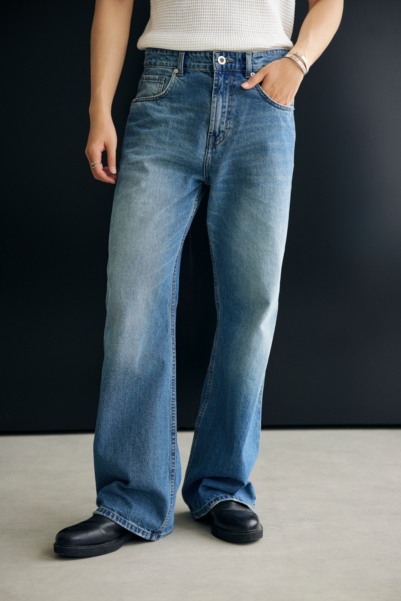  JEAN NAM Y01-LOOSE FIT XANH ĐẬM WASH 