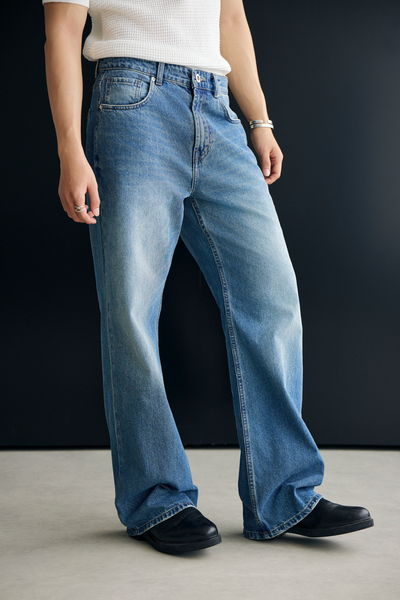  JEAN NAM Y01-LOOSE FIT XANH ĐẬM WASH 