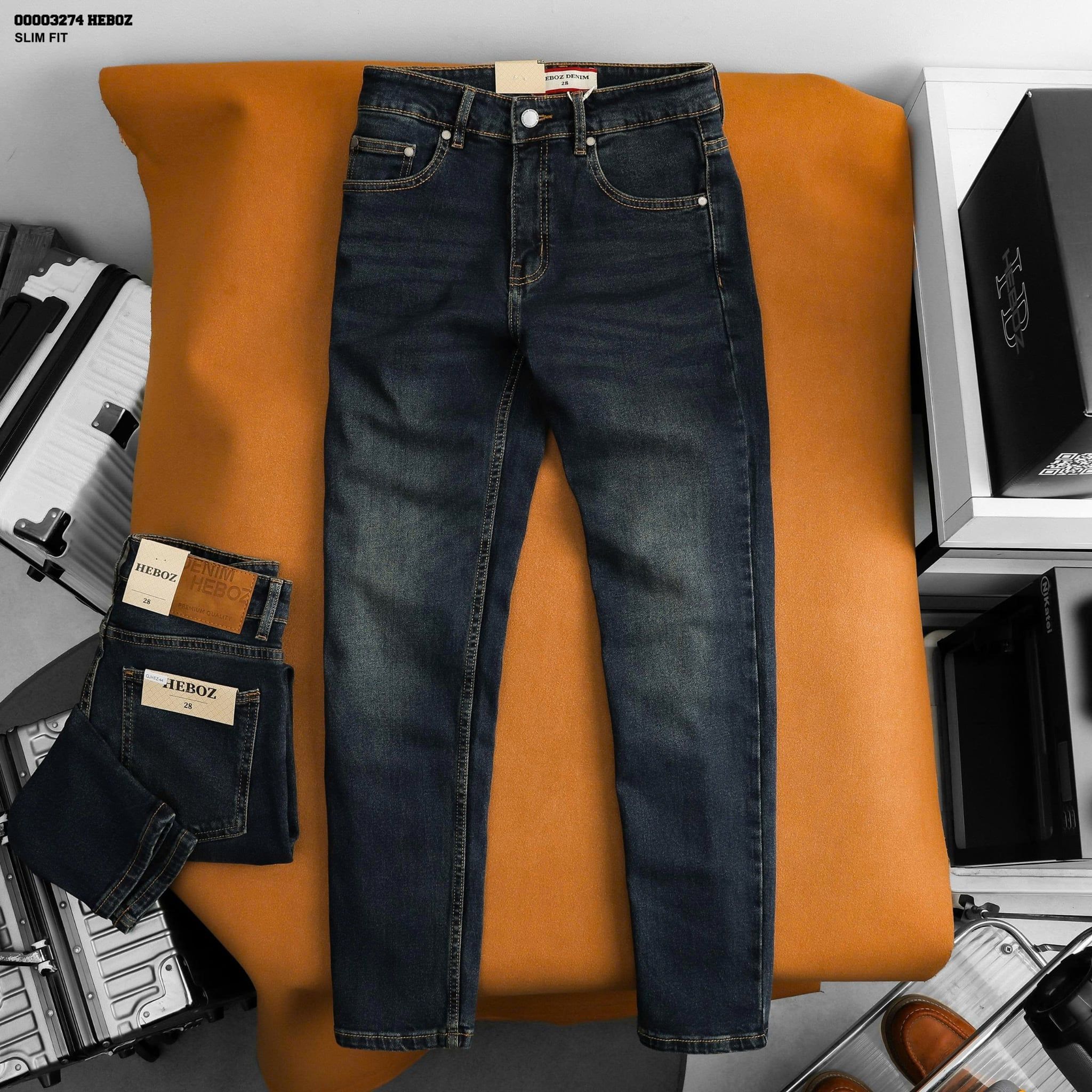 Quần jean Heboz dáng slim trơn D44 - 00003274