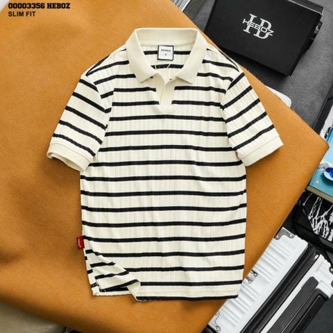 Áo polo len Heboz textured striped 3M - 00003356