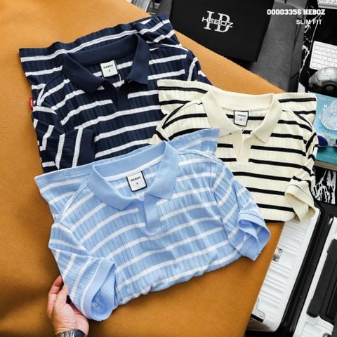 Áo polo len Heboz textured striped 3M - 00003356