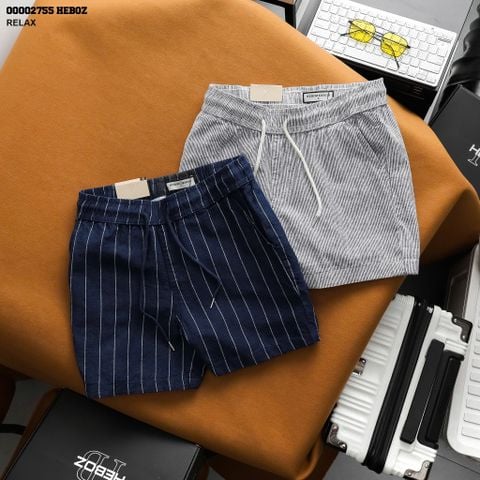 Quần short nam HEBOZ linen stripped 2M - 00002755