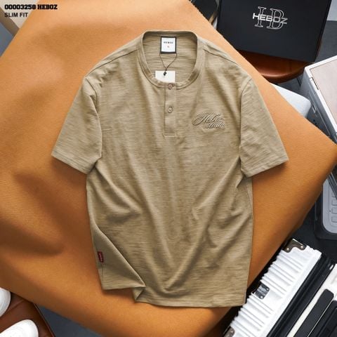 Áo thun Heboz henley cotton xước 3M - 00003258