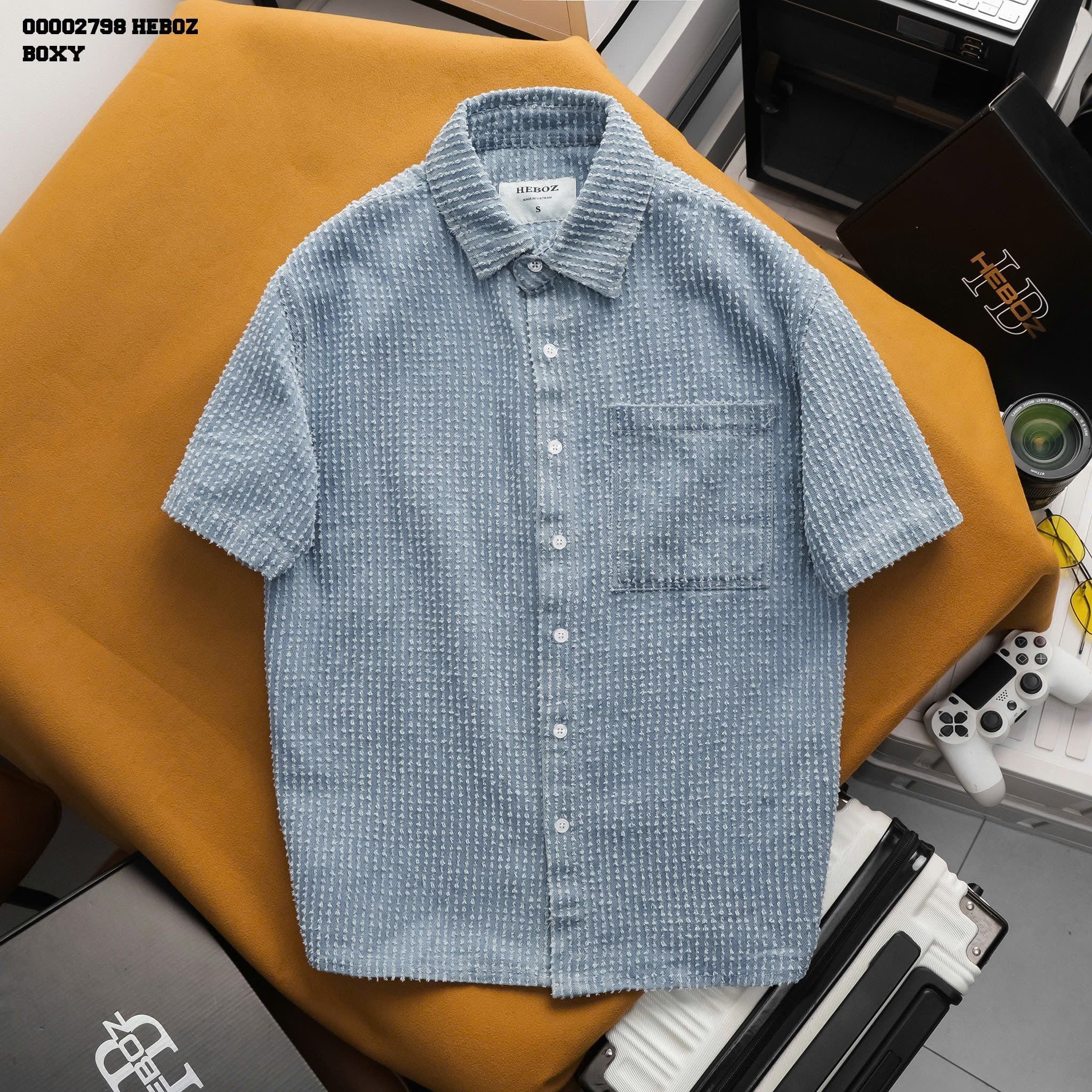 Áo sơ mi nam Heboz NT strip denim 2M - 00002798