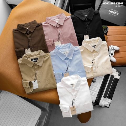 Áo sơ mi nam Heboz kaki 1T 5M - 00002669