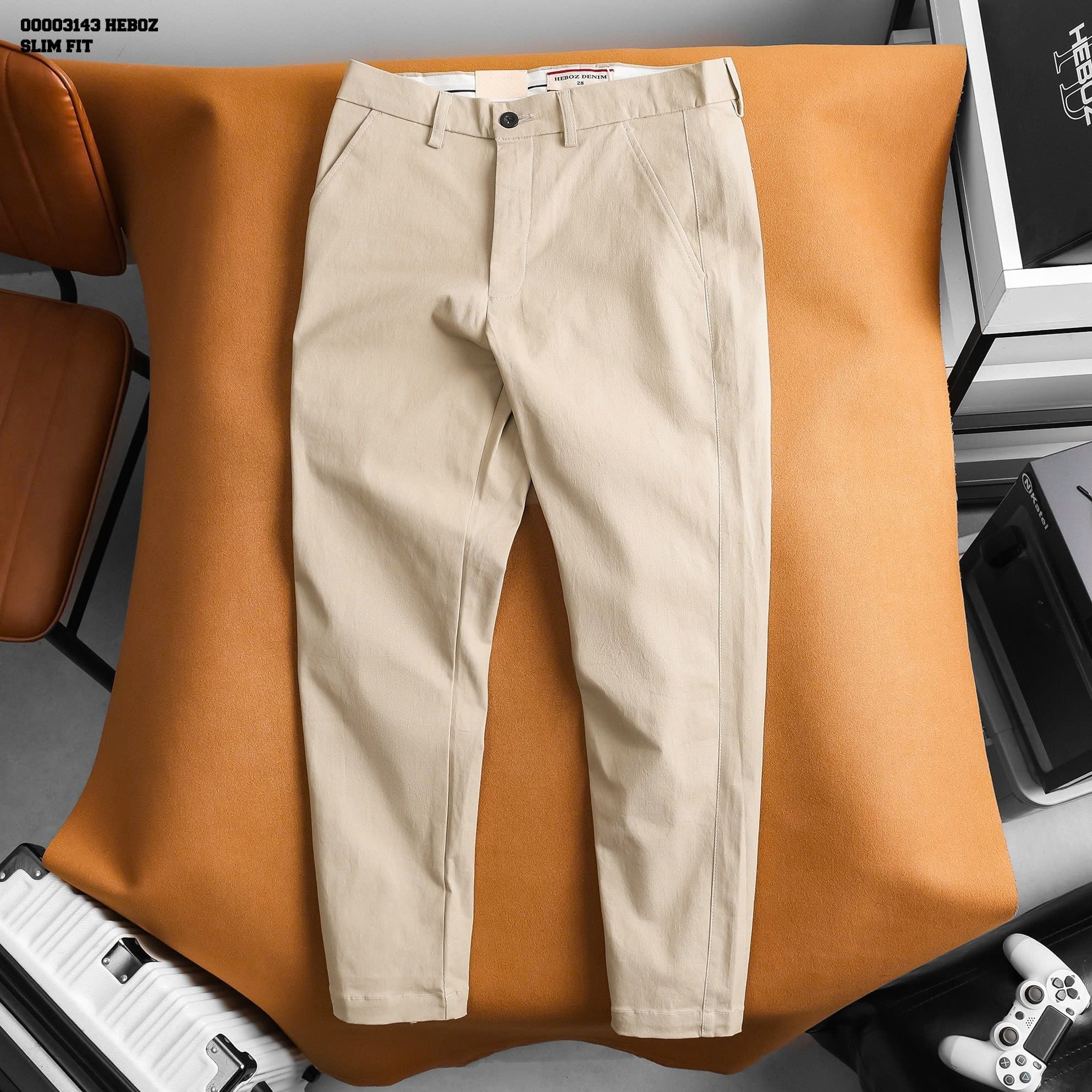 Quần kaki nam HEBOZ classic garment slim 4M - 00003143