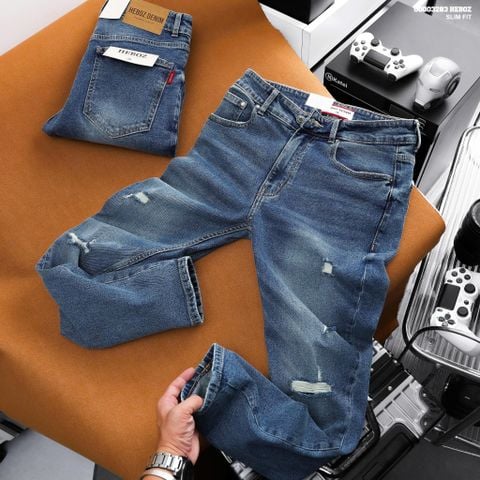 Quần jean Heboz slim ripped D201 - 00003283