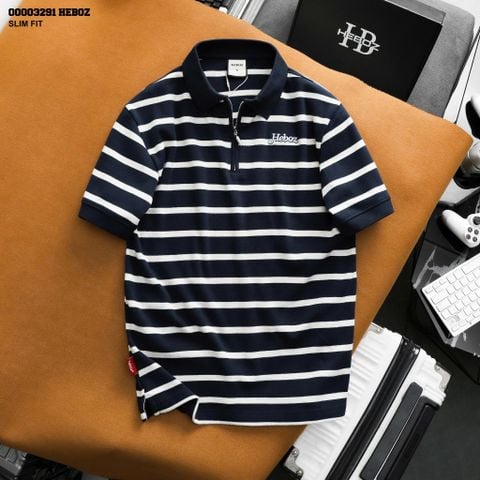 Áo polo Heboz striped zipper 3M-00003291
