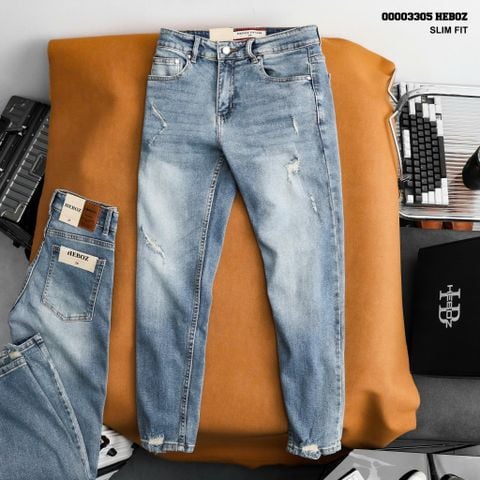 Quần jean Heboz slim ripped D040 - 00003305