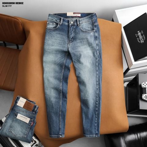 Quần jean nam Heboz dáng slim trơn D056 - 00002858