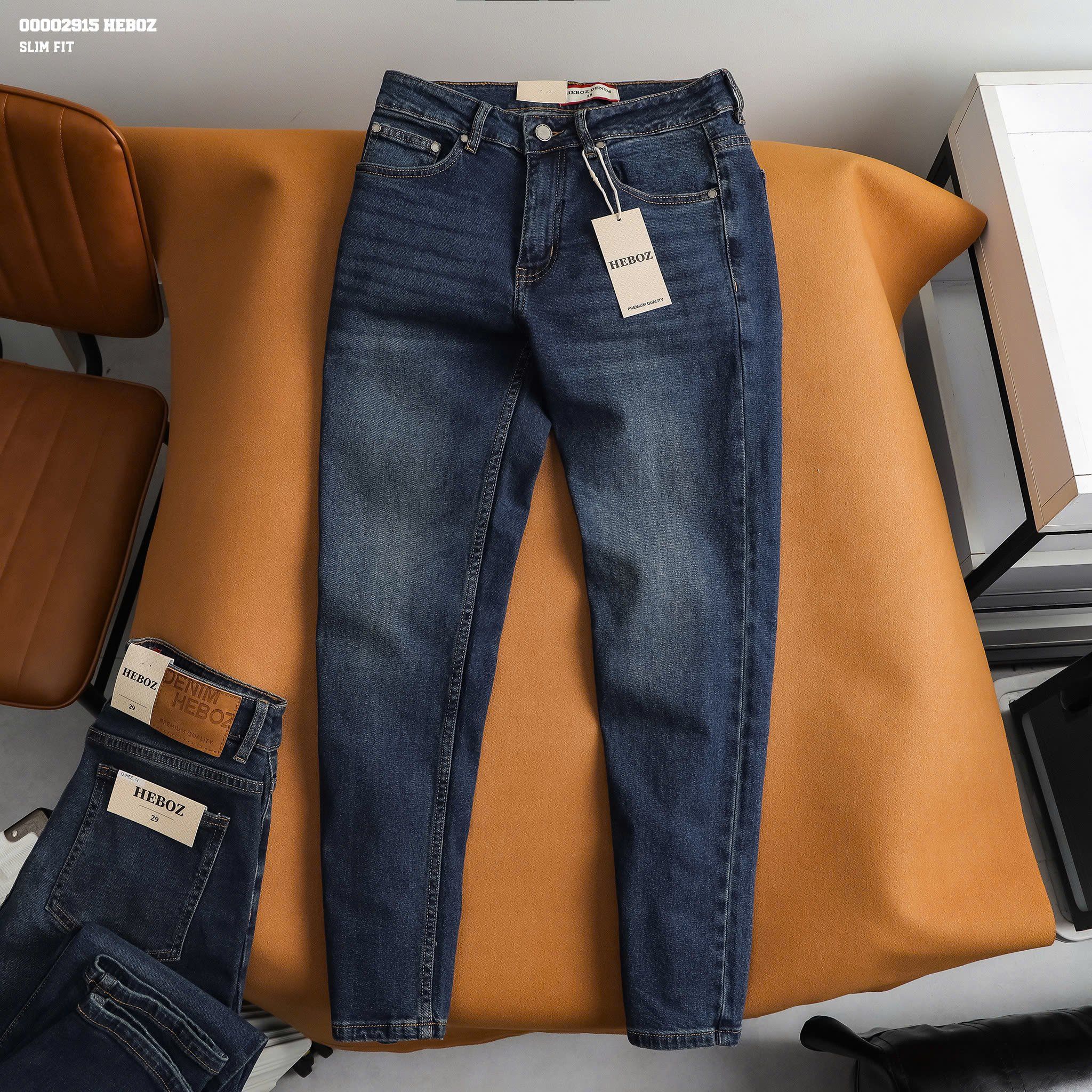Quần jean nam Heboz dáng slim trơn D074 - 00002915