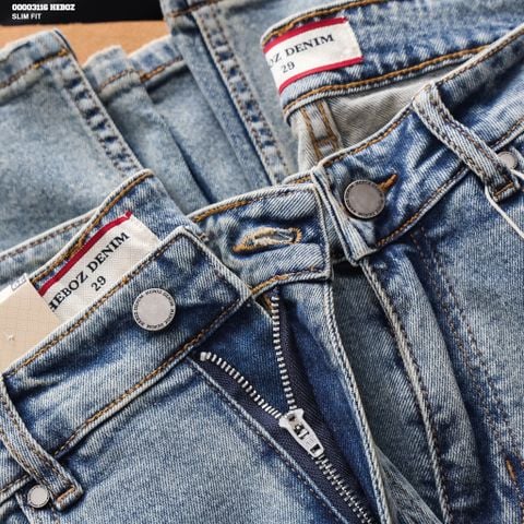 Quần jean nam Heboz dáng slim trơn D116 - 00003116