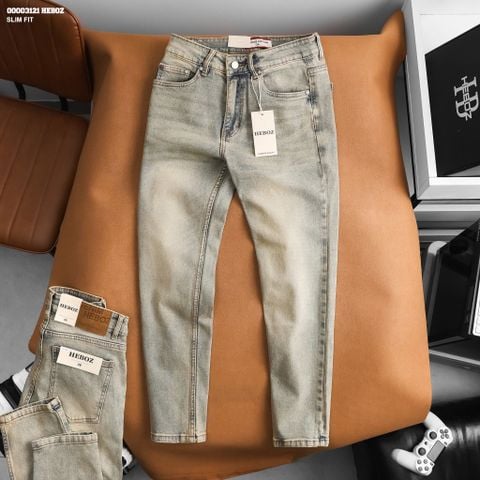 Quần jean nam Heboz dáng slim trơn D117 - 00003121