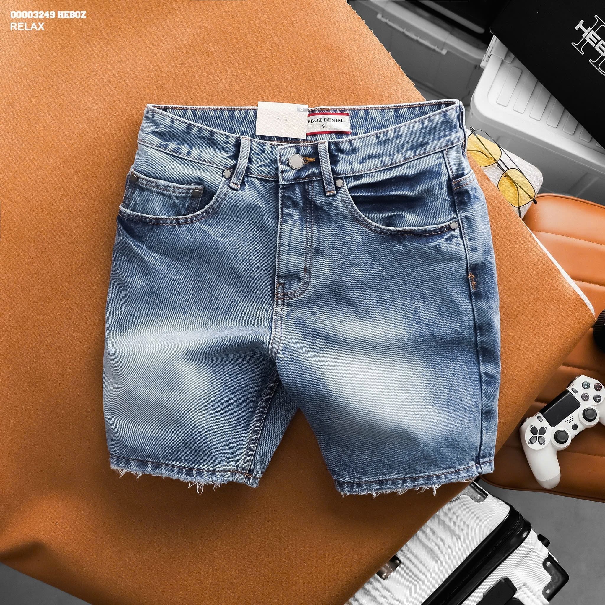 Quần short jean HEBOZ rawcut straight S29 - 00003249