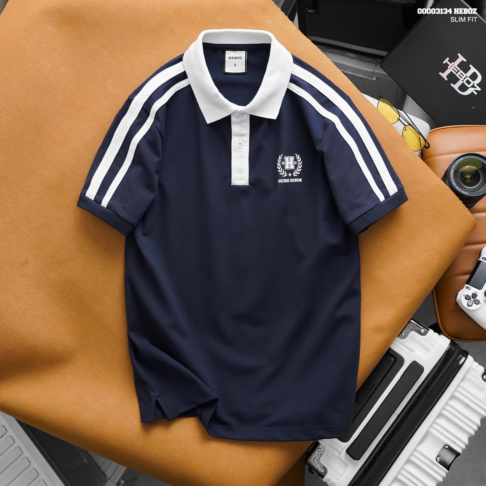 Áo polo Heboz striped shoulder 2M - 00003134