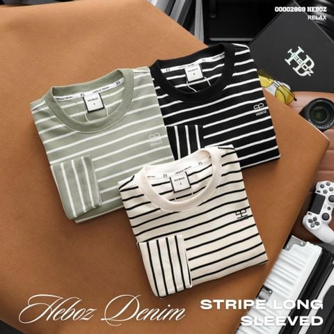 Áo thun nam Heboz stripe dài tay logo 3M - 00002869