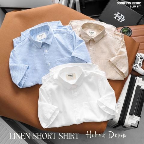 Áo sơ mi nam Heboz ngắn tay linen heritage 3M - 00002875