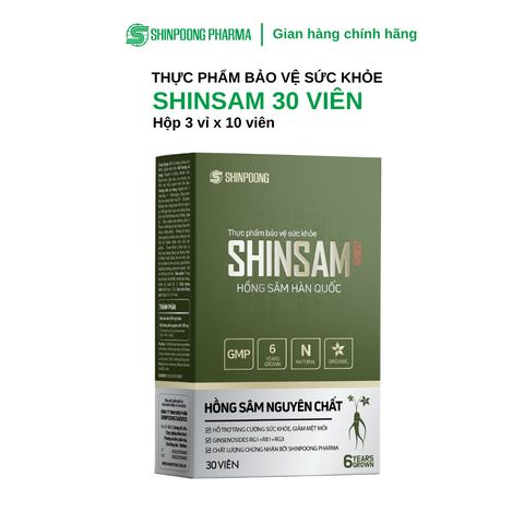  TPBVSK SHINSAM - Viên Uống Hồng Sâm Hàn Quốc 6 Năm Tuổi Hỗ Trợ Tăng Cường Sức Khỏe - 30 Viên 