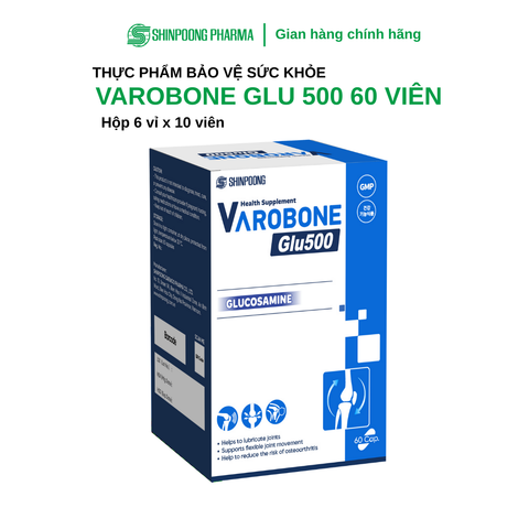  TPBVSK VAROBONE GLU 500 - Viên Uống Giúp Bôi Trơn Khớp, Giúp Khớp Vận Động Linh Hoạt - 60 Viên 