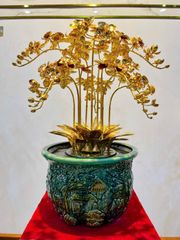 chau hoa lan 10 canh ma vang 24k xuong tranh dong