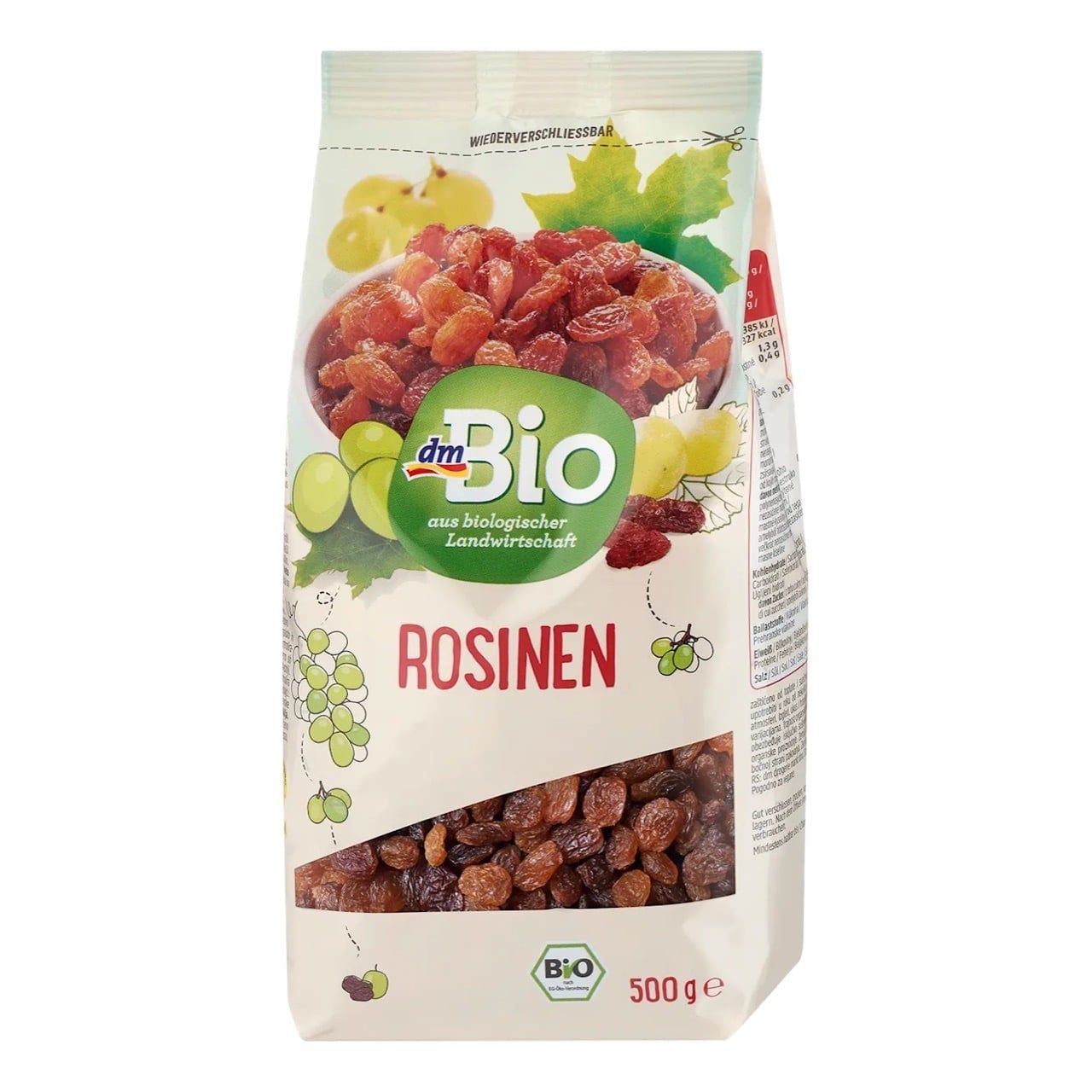  Nho Khô Hữu Cơ dmBio Rosinen 500g – Trái Cây Sấy Tự Nhiên, Không Đường, Nhập Đức 