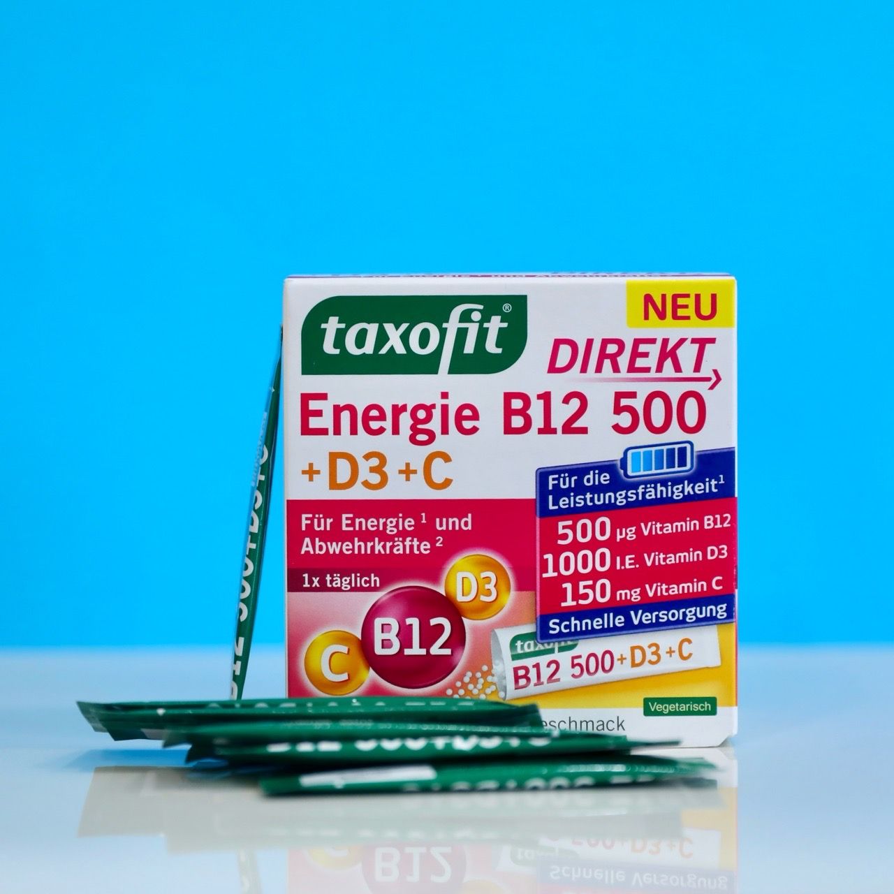  Hỗn Hợp Bổ Sung Taxofit Energie B12 500 + D3 + C Dạng Bột 20 Gói – Tiện Dùng, Hương Dễ Uống, Hàng Đức 