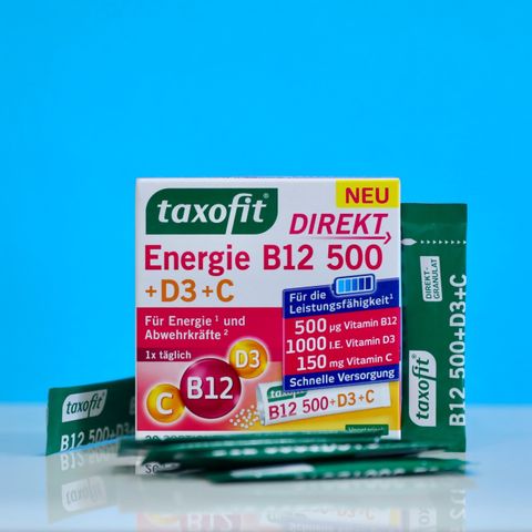  Hỗn Hợp Bổ Sung Taxofit Energie B12 500 + D3 + C Dạng Bột 20 Gói – Tiện Dùng, Hương Dễ Uống, Hàng Đức 