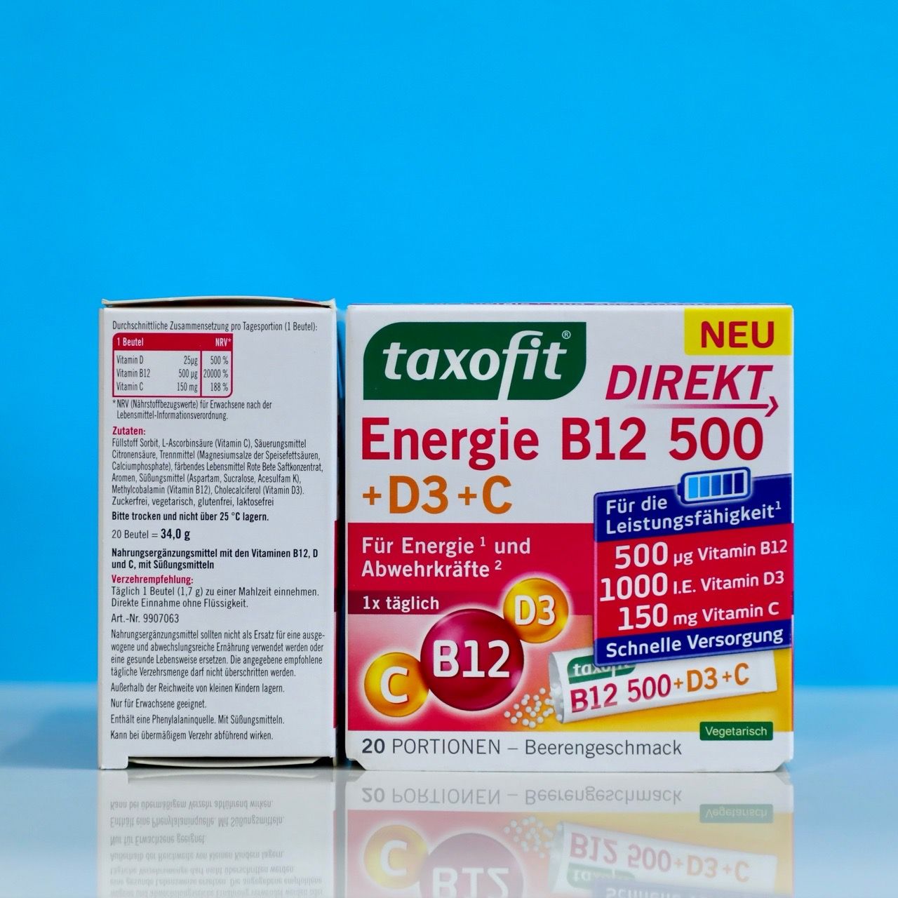  Hỗn Hợp Bổ Sung Taxofit Energie B12 500 + D3 + C Dạng Bột 20 Gói – Tiện Dùng, Hương Dễ Uống, Hàng Đức 