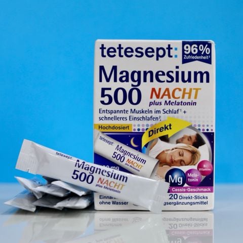  Bột uống Tetesept Magnesium 500 Nacht Plus Melatonin Sticks – Hộp 20 gói 