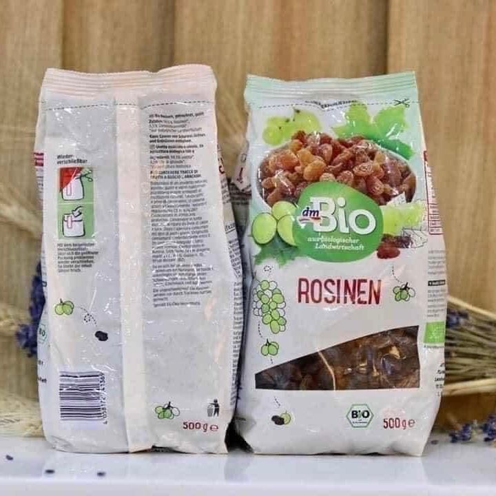  Nho Khô Hữu Cơ dmBio Rosinen 500g – Trái Cây Sấy Tự Nhiên, Không Đường, Nhập Đức 