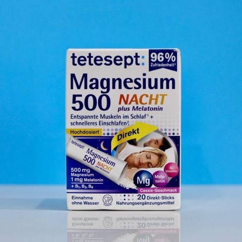  Bột uống Tetesept Magnesium 500 Nacht Plus Melatonin Sticks – Hộp 20 gói 