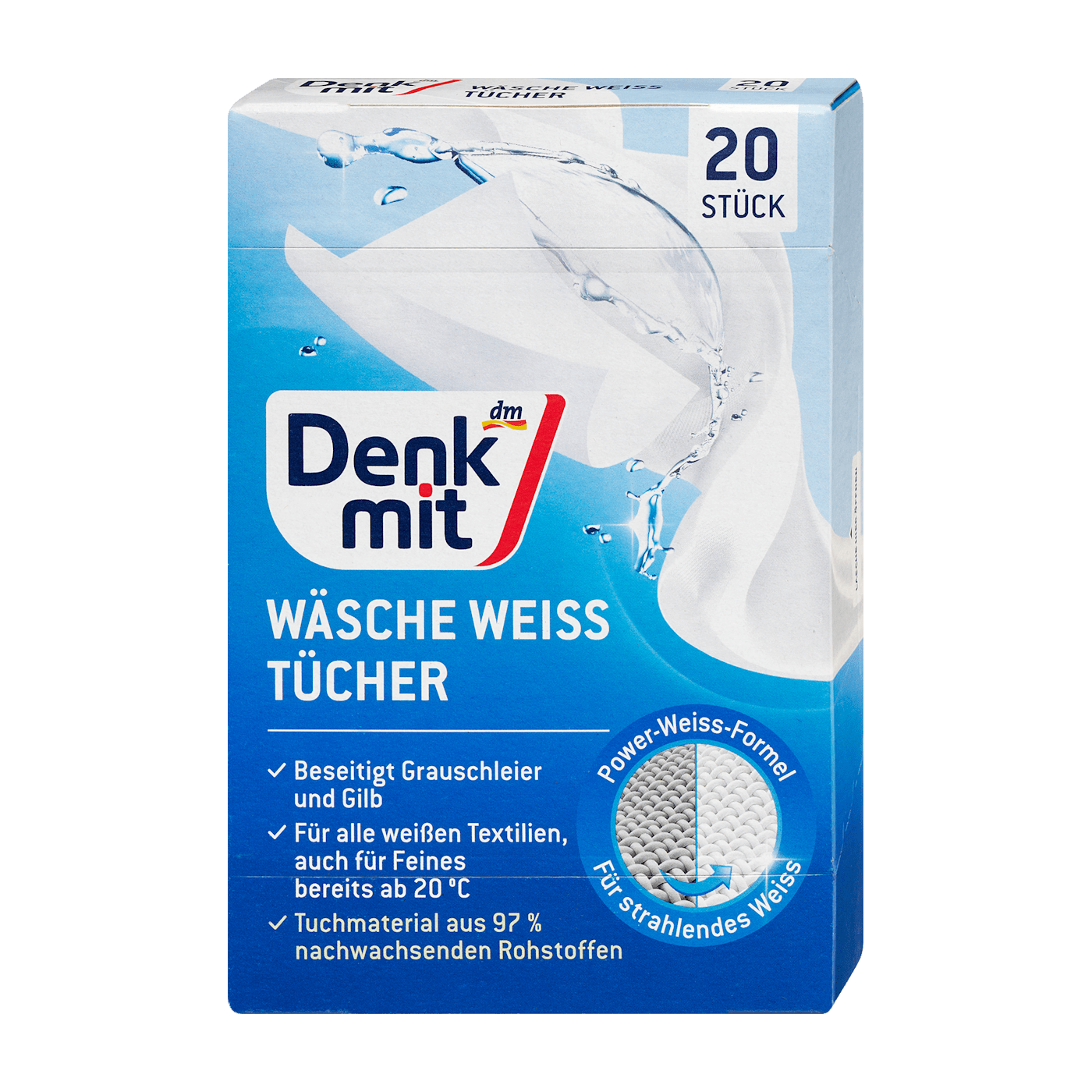  Giấy Giặt Trắng Quần Áo Denkmit – Hộp 20 Miếng 