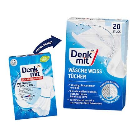  Giấy Giặt Trắng Quần Áo Denkmit – Hộp 20 Miếng 