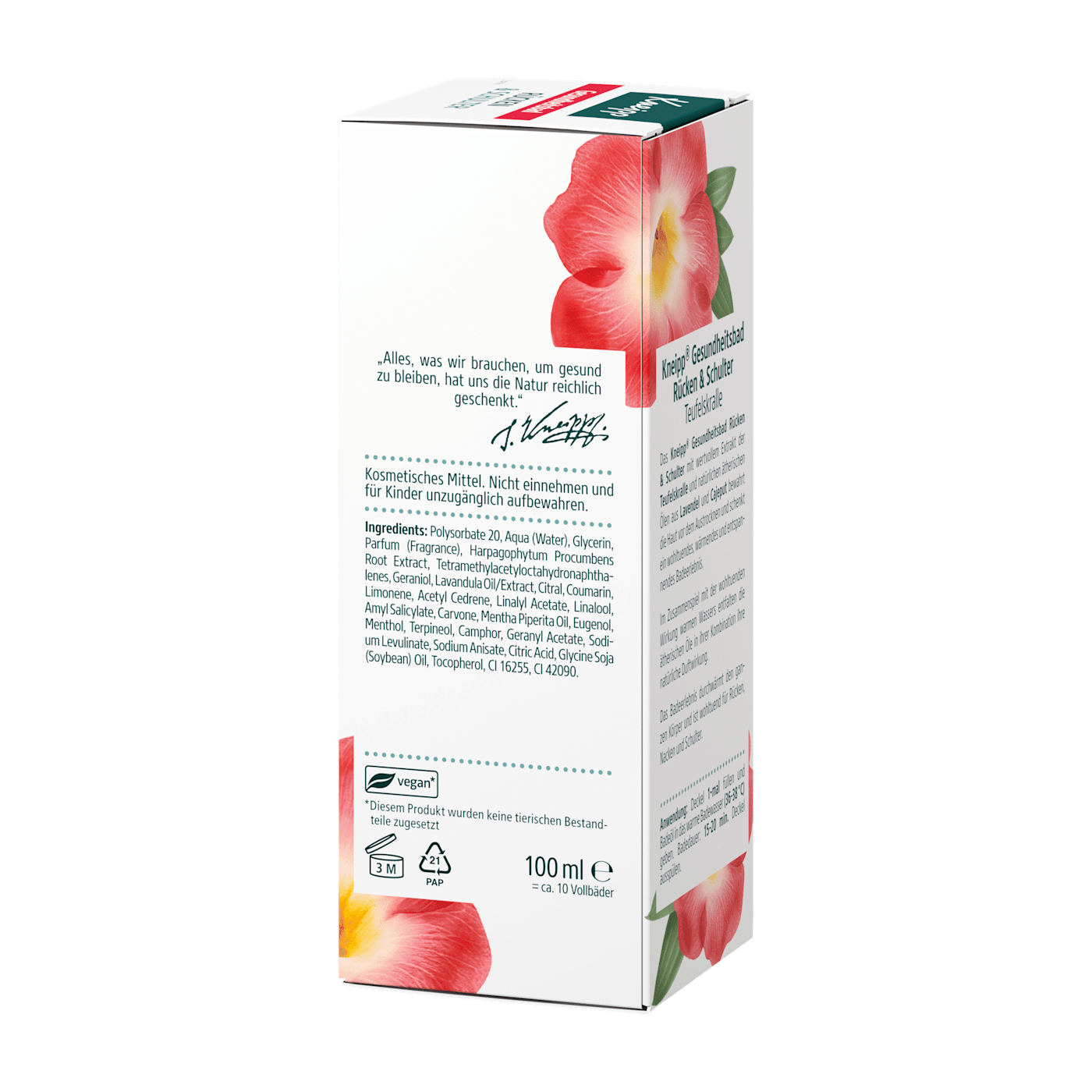  Dầu tắm thảo mộc Kneipp Rücken & Schulter 100ml – Thư giãn lưng và vai 