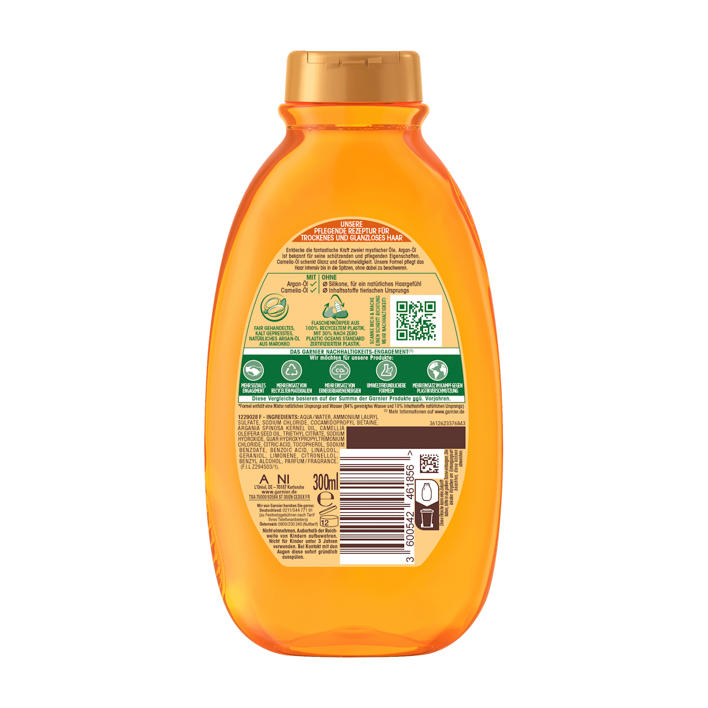  Dầu gội Garnier Wahre Schätze Argan & Camelia Öl 250ml – Dưỡng tóc mềm mượt, suôn bóng tự nhiên 