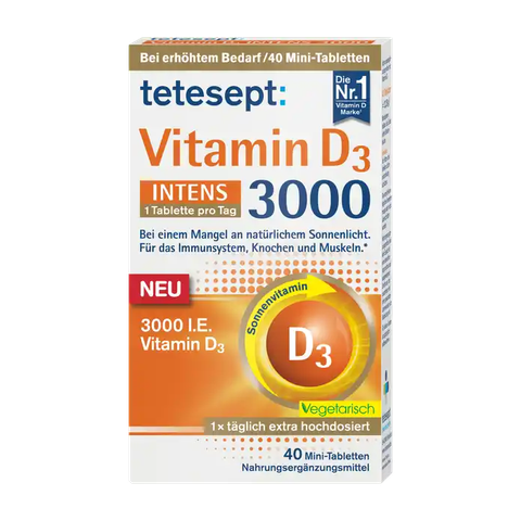  Viên uống Tetesept Vitamin D3 3000 Intens 40 viên – Bổ sung vitamin D3 hỗ trợ xương và miễn dịch 