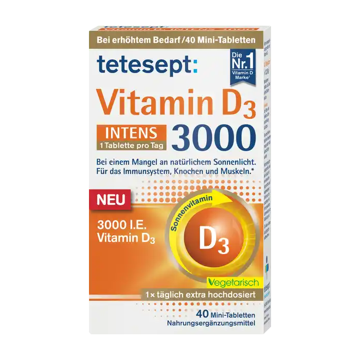  Viên uống Tetesept Vitamin D3 3000 Intens 40 viên – Bổ sung vitamin D3 hỗ trợ xương và miễn dịch 