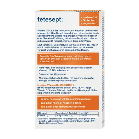  Viên uống Tetesept Vitamin D3 3000 Intens 40 viên – Bổ sung vitamin D3 hỗ trợ xương và miễn dịch 