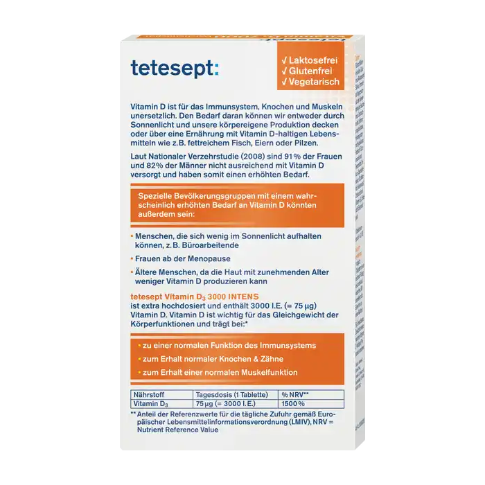  Viên uống Tetesept Vitamin D3 3000 Intens 40 viên – Bổ sung vitamin D3 hỗ trợ xương và miễn dịch 