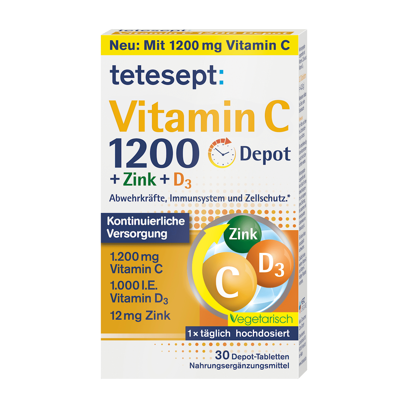 Viên uống Tetesept Vitamin C 1200 Depot + Zink + D3 40 viên – Hỗ trợ tăng cường sức đề kháng và năng lượng 