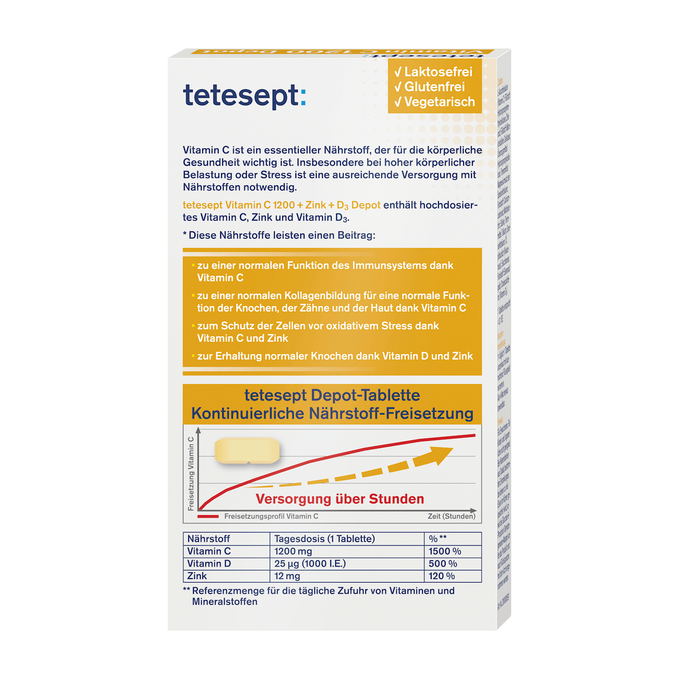  Viên uống Tetesept Vitamin C 1200 Depot + Zink + D3 40 viên – Hỗ trợ tăng cường sức đề kháng và năng lượng 