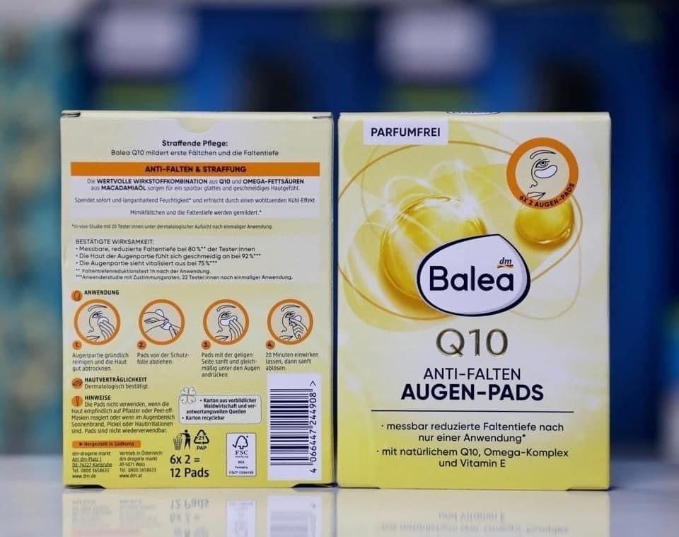  Miếng dán chống nhăn Balea Q10 Anti-Falten Patches – Dưỡng da săn chắc, giảm dấu hiệu lão hóa 