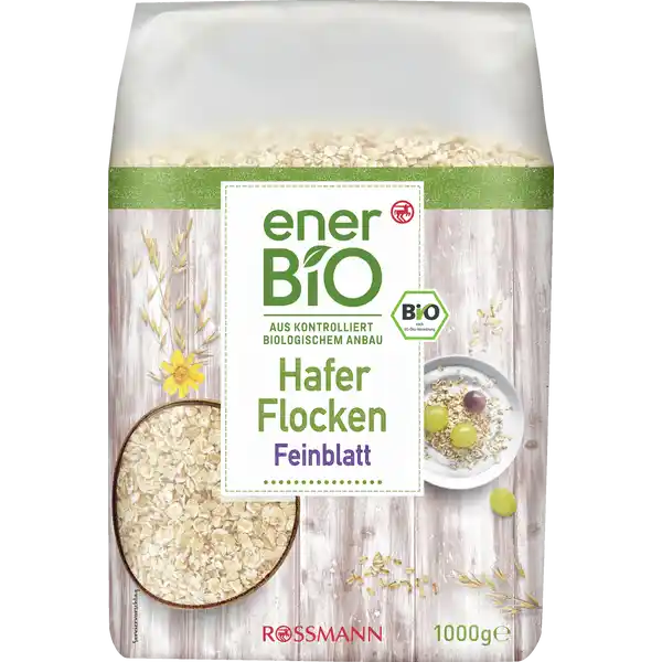  Yến mạch hữu cơ cán mỏng enerBiO Haferflocken Feinblatt 1kg – Ngũ cốc ăn sáng bổ dưỡng từ Đức 