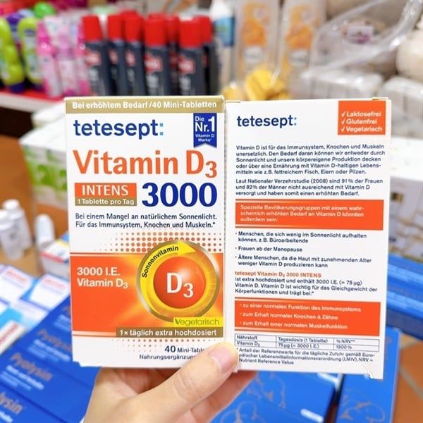  Viên uống Tetesept Vitamin D3 3000 Intens 40 viên – Bổ sung vitamin D3 hỗ trợ xương và miễn dịch 