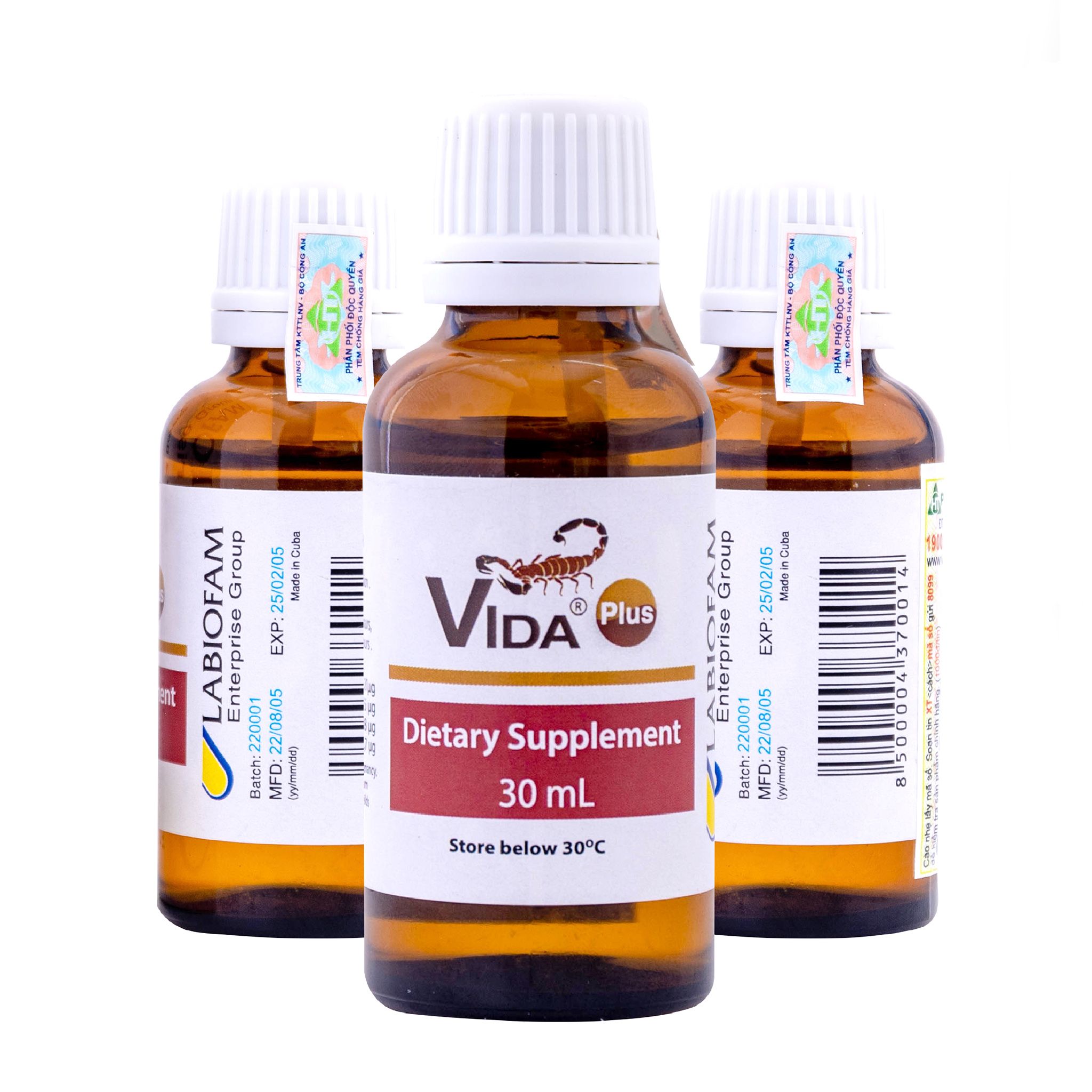  Nọc Bọ Cạp Xanh Vida Plus Cuba Giúp Nâng Cao Thể Trạng, Hỗ Trợ Giảm Đau Cho Người Bệnh Ung Bướu 30ml 